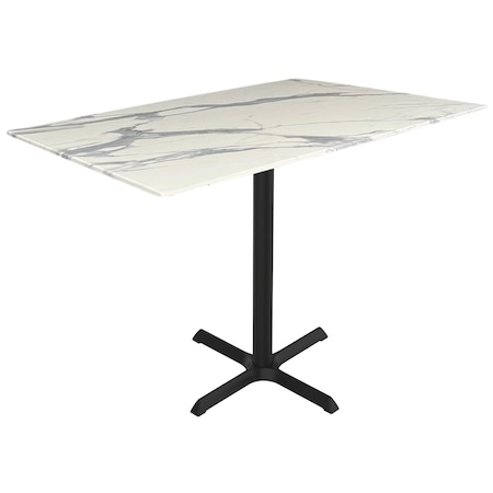 Holland Bar Stool Co 36 Tall OD211 Black Table Base w30x30 foot and 32x48 White Marble Top, IndoorOutdoor OD211-3036BWODS3248WM